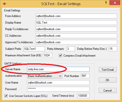 what is an email server name